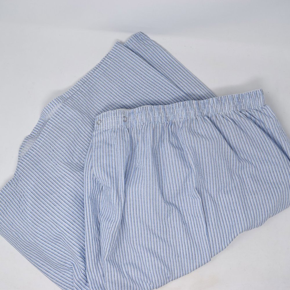 Botany 500 Pajama Shorts Bottoms Men 5XL Blue White Stripe Snap Close Elastic - Picture 7 of 7